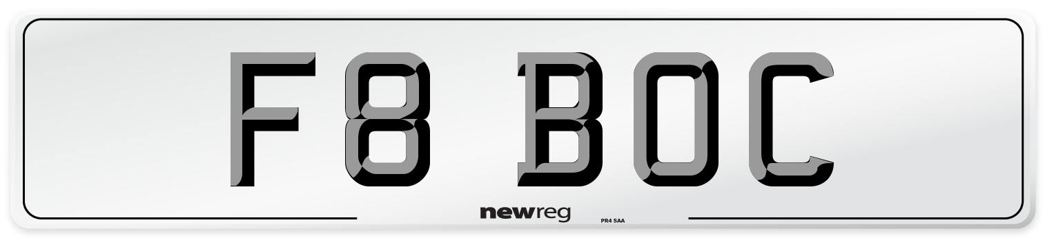 F8 BOC Front Number Plate