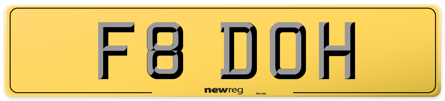 F8 DOH Rear Number Plate