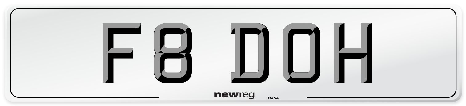 F8 DOH Front Number Plate
