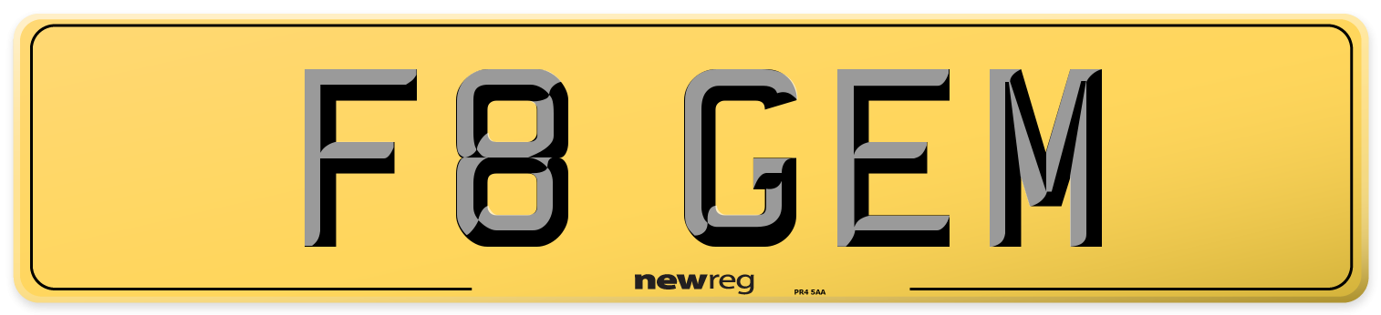 F8 GEM Rear Number Plate