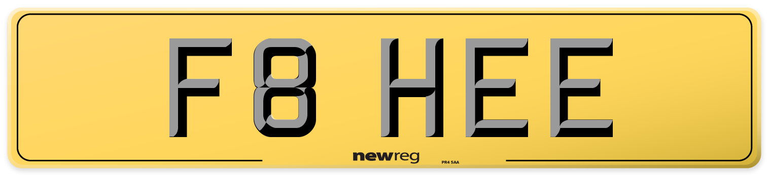 F8 HEE Rear Number Plate