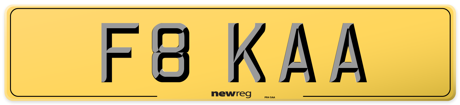 F8 KAA Rear Number Plate