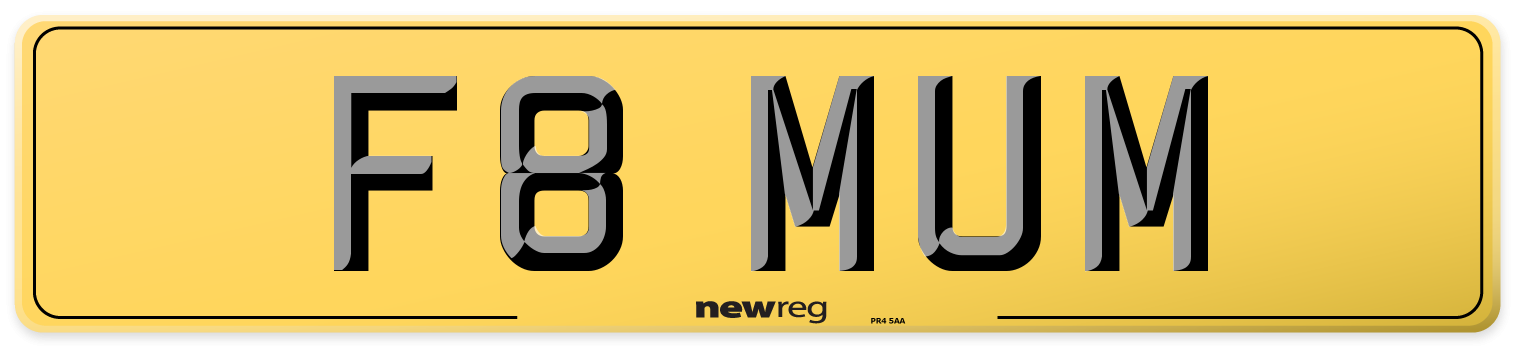F8 MUM Rear Number Plate