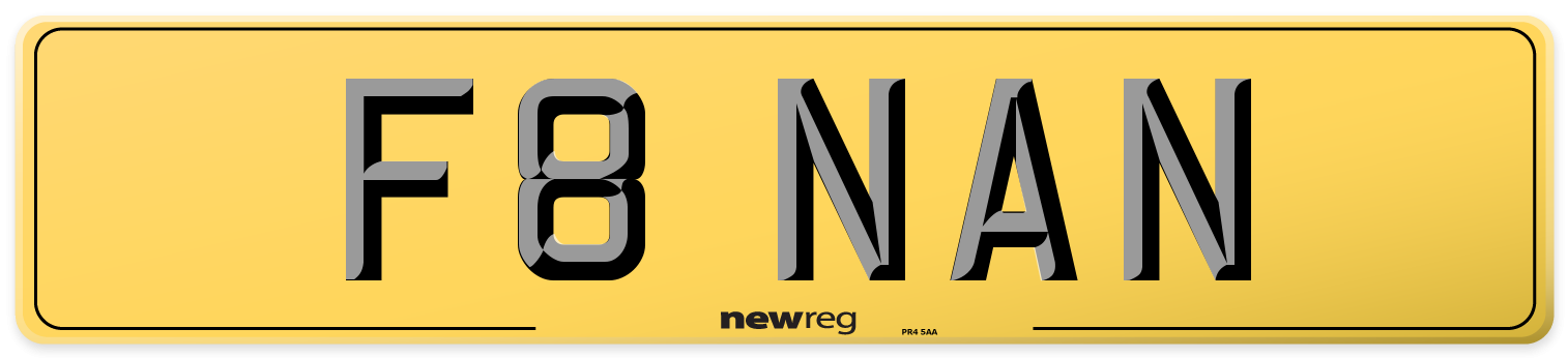 F8 NAN Rear Number Plate