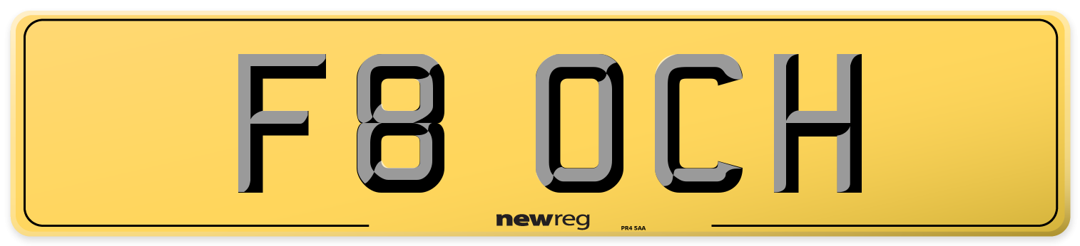 F8 OCH Rear Number Plate