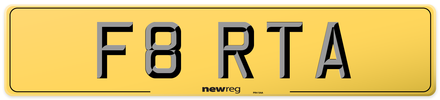 F8 RTA Rear Number Plate