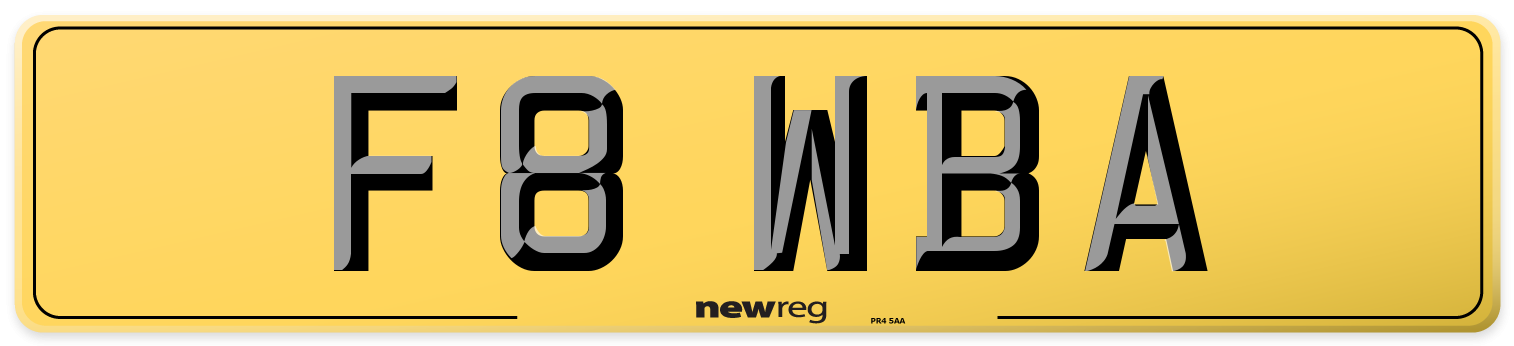 F8 WBA Rear Number Plate