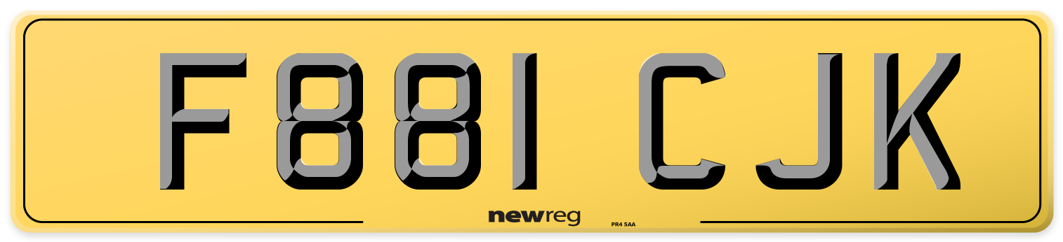 F881 CJK Rear Number Plate
