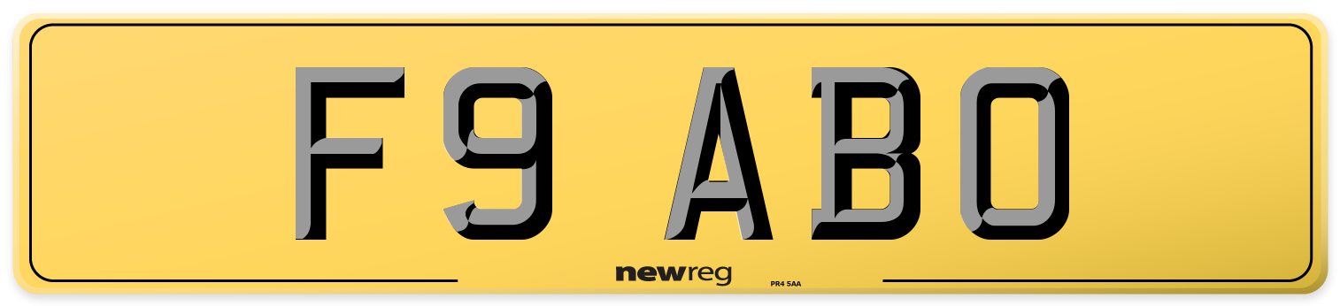 F9 ABO Rear Number Plate