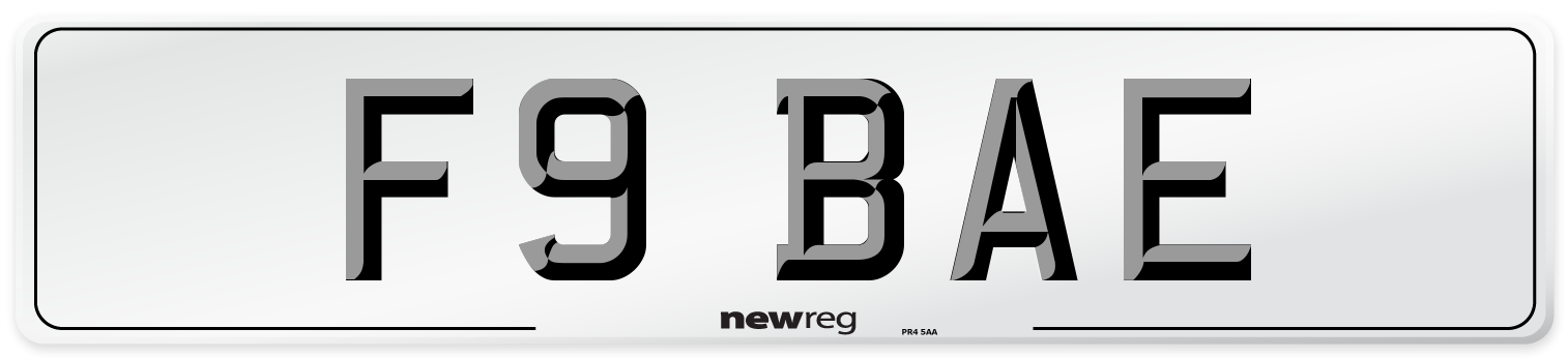 F9 BAE Front Number Plate