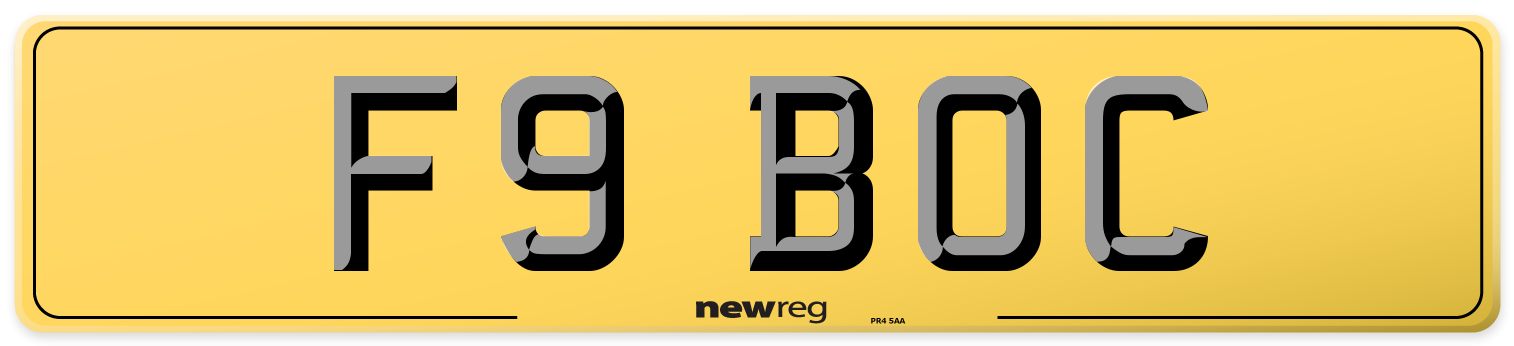 F9 BOC Rear Number Plate