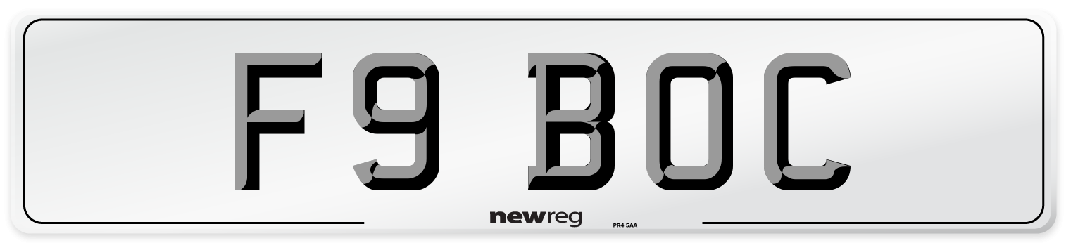 F9 BOC Front Number Plate