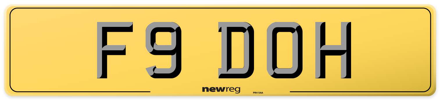 F9 DOH Rear Number Plate