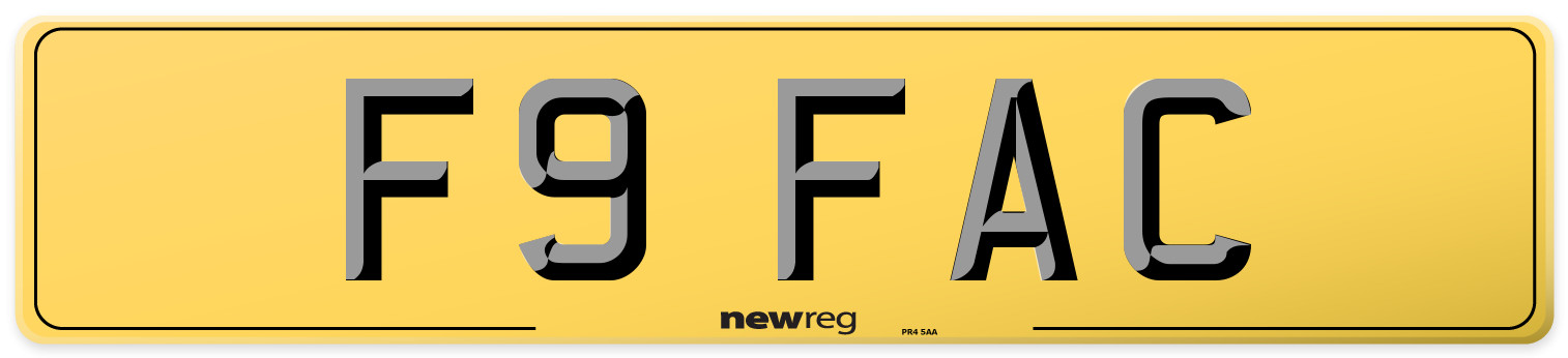F9 FAC Rear Number Plate