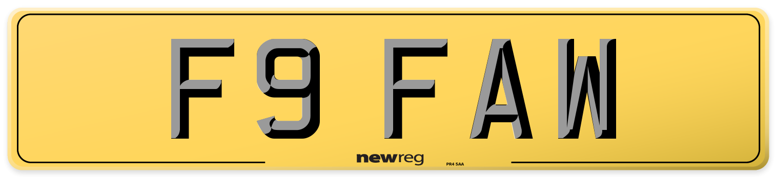 F9 FAW Rear Number Plate