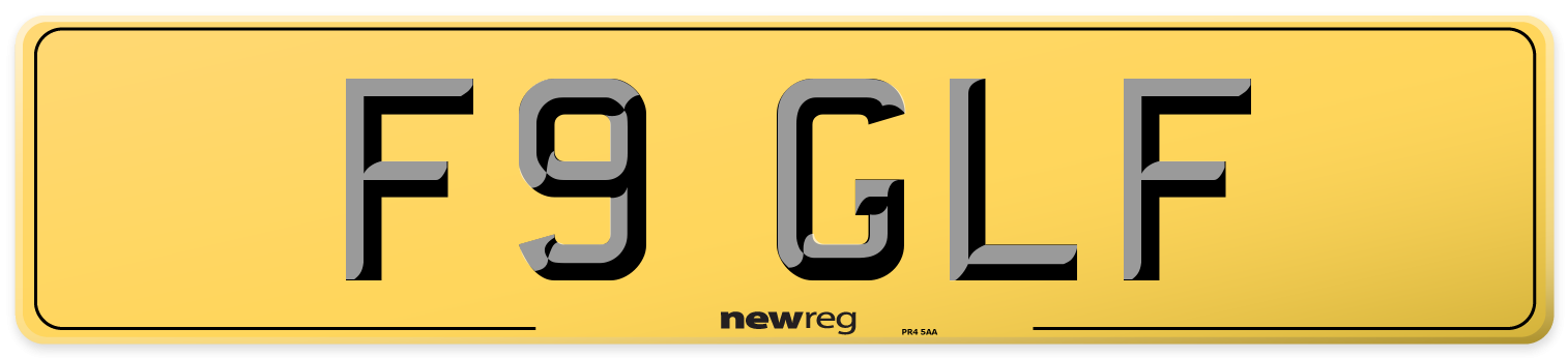 F9 GLF Rear Number Plate