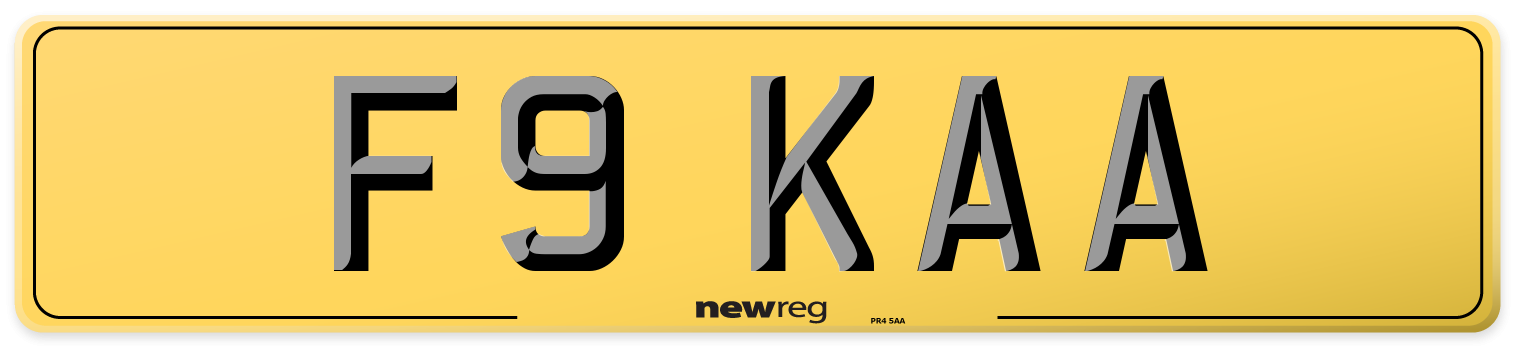 F9 KAA Rear Number Plate