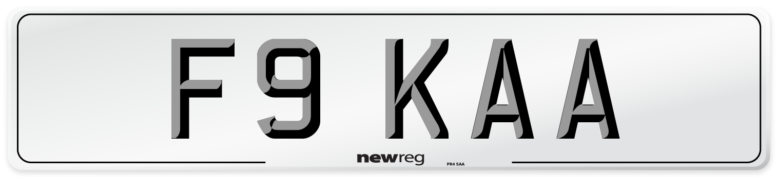 F9 KAA Front Number Plate