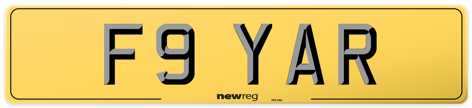 F9 YAR Rear Number Plate