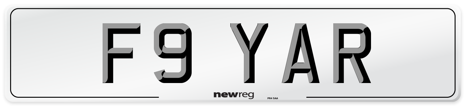 F9 YAR Front Number Plate