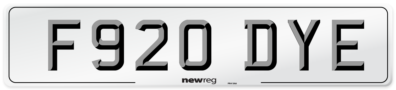 F920 DYE Front Number Plate