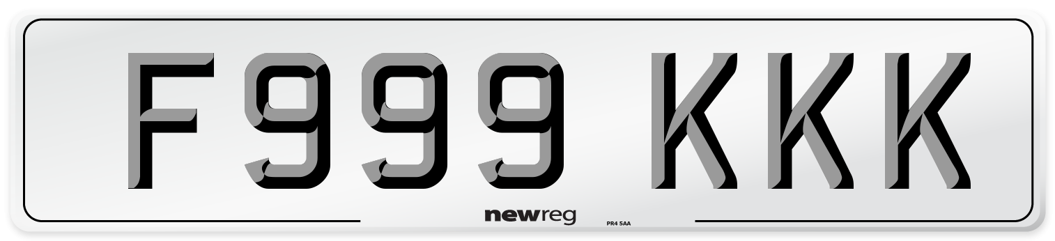 F999 KKK Front Number Plate
