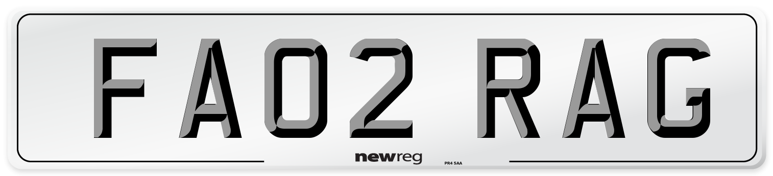 FA02 RAG Front Number Plate