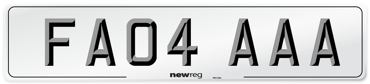FA04 AAA Front Number Plate