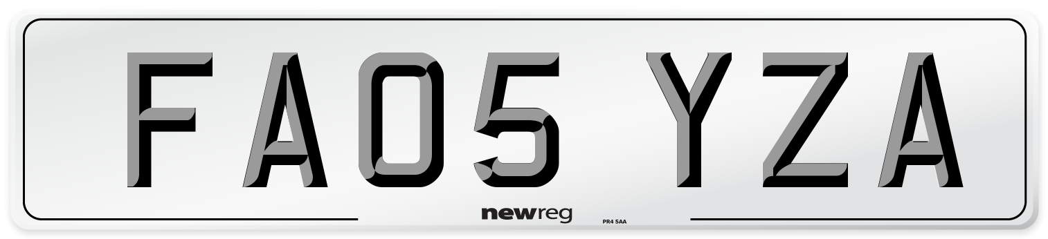 FA05 YZA Front Number Plate