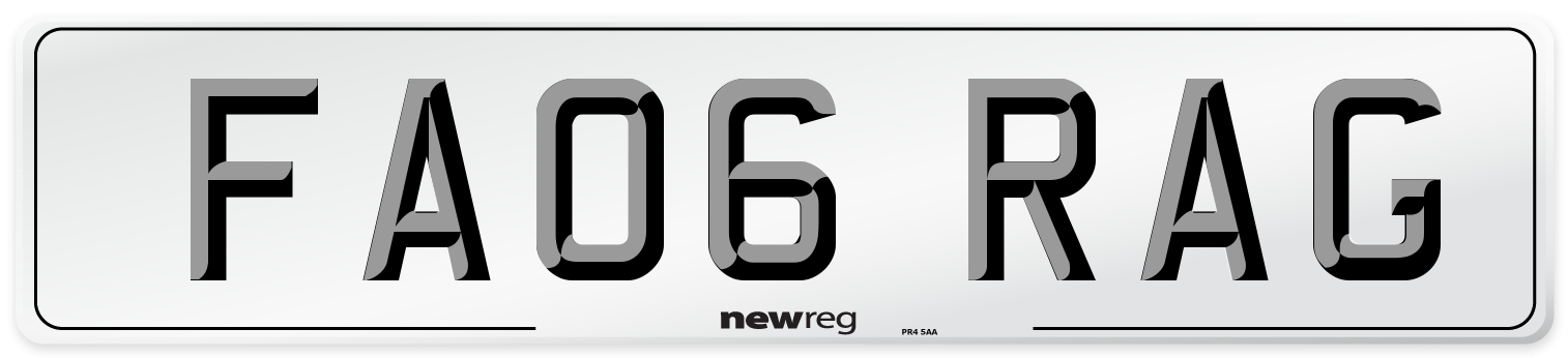 FA06 RAG Front Number Plate