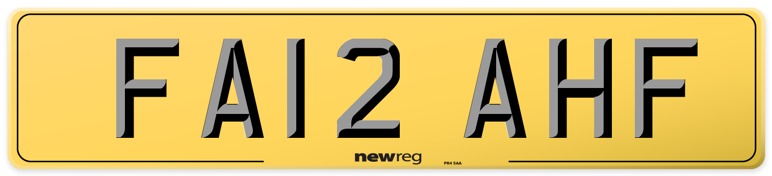 FA12 AHF Rear Number Plate