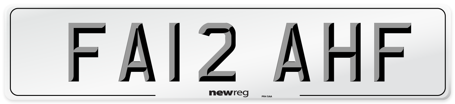 FA12 AHF Front Number Plate