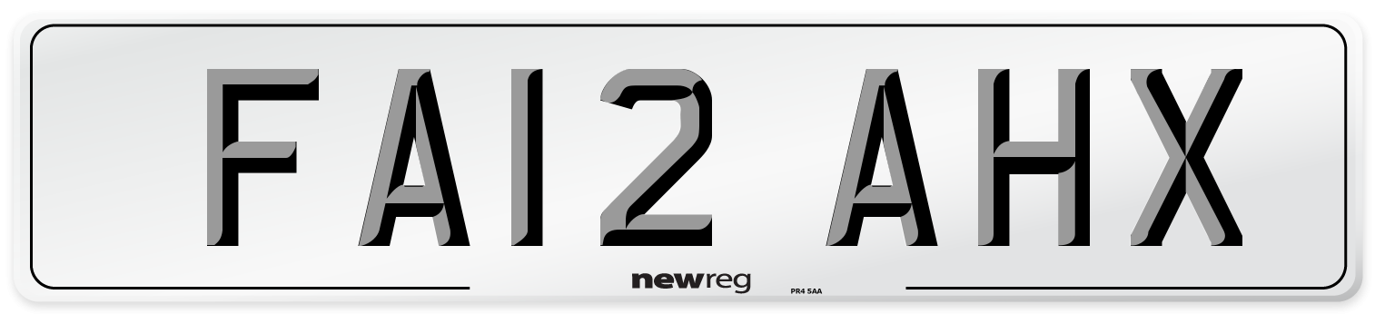 FA12 AHX Front Number Plate