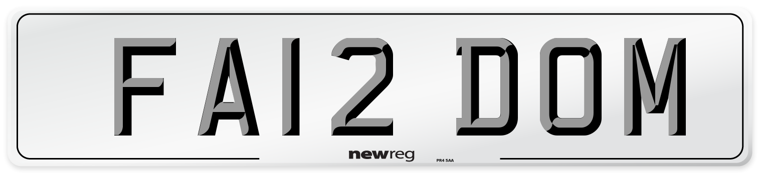 FA12 DOM Front Number Plate