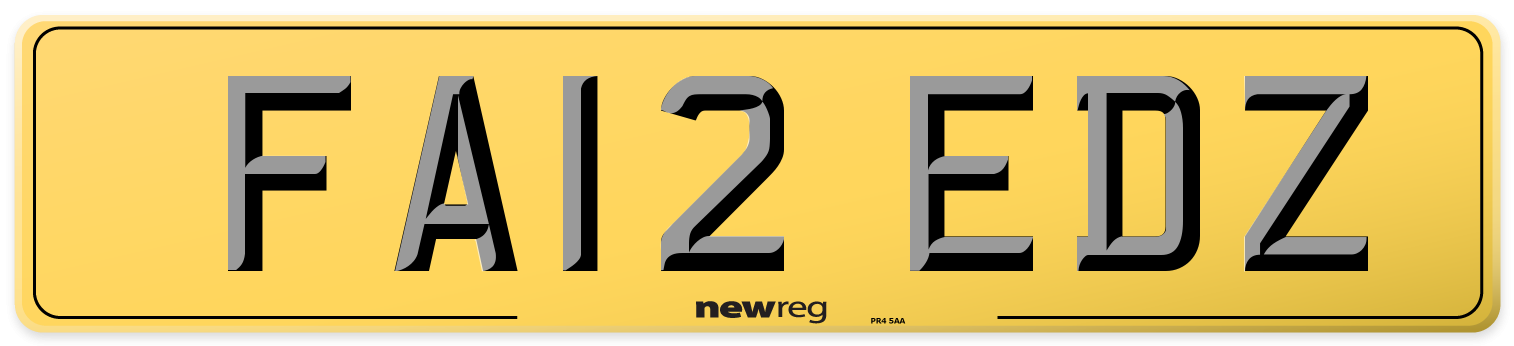 FA12 EDZ Rear Number Plate