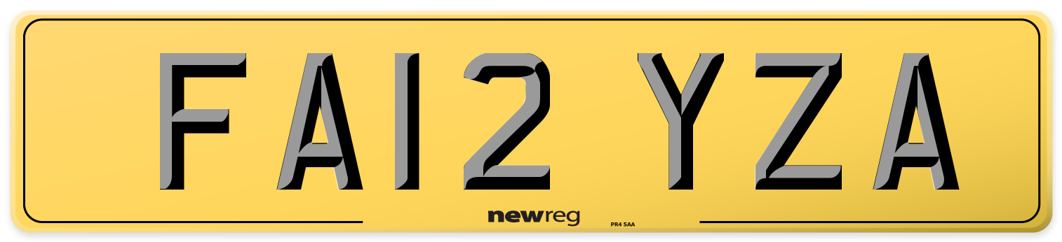 FA12 YZA Rear Number Plate