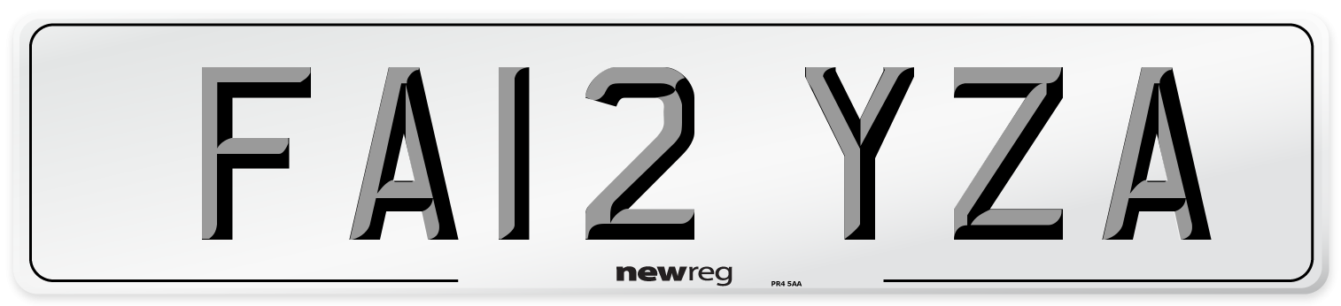 FA12 YZA Front Number Plate