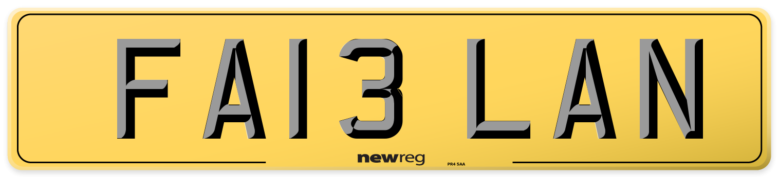 FA13 LAN Rear Number Plate