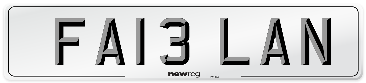 FA13 LAN Front Number Plate