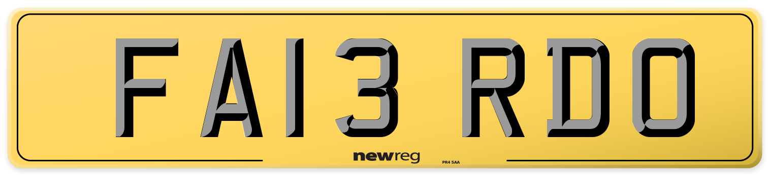 FA13 RDO Rear Number Plate