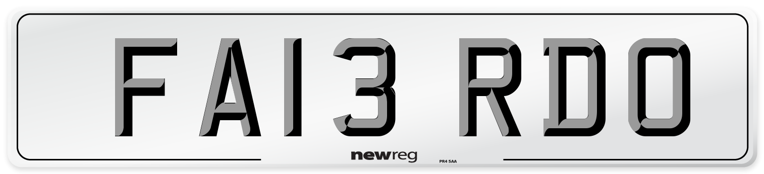 FA13 RDO Front Number Plate