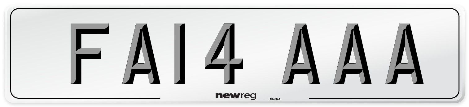 FA14 AAA Front Number Plate