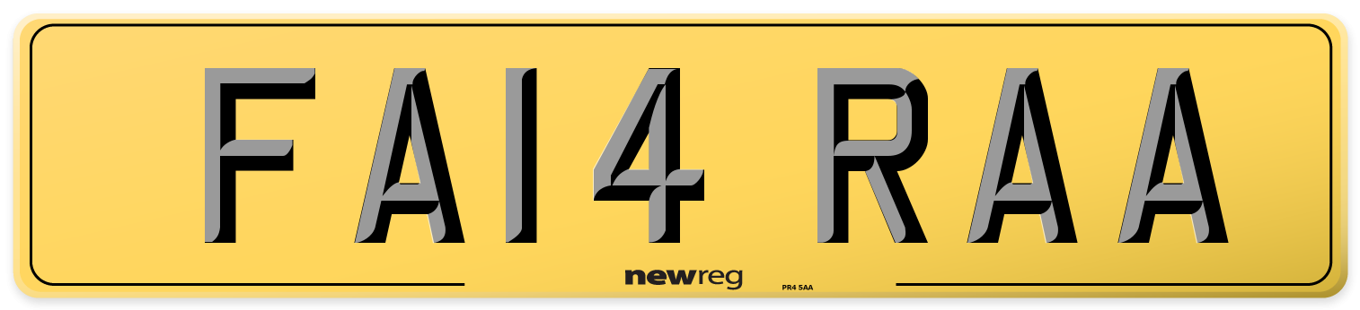 FA14 RAA Rear Number Plate