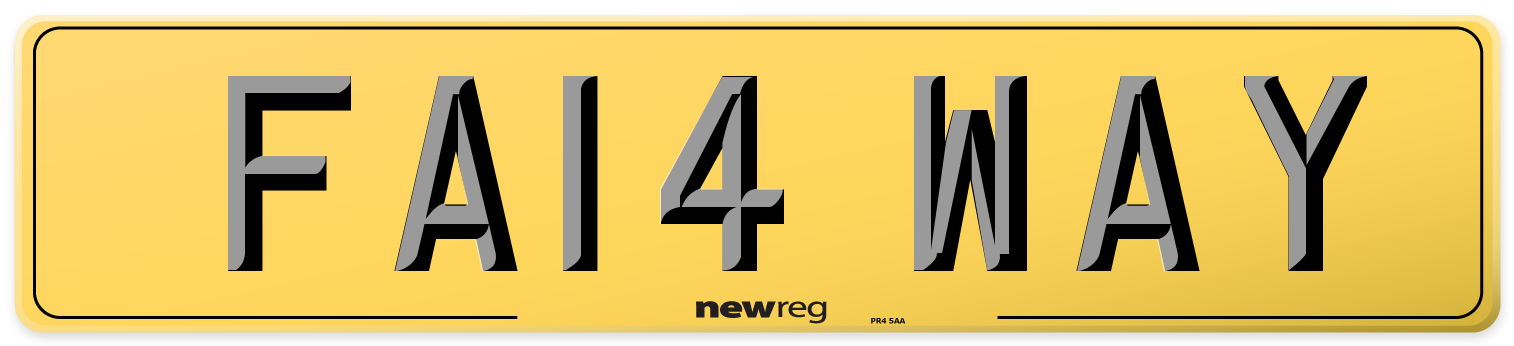 FA14 WAY Rear Number Plate