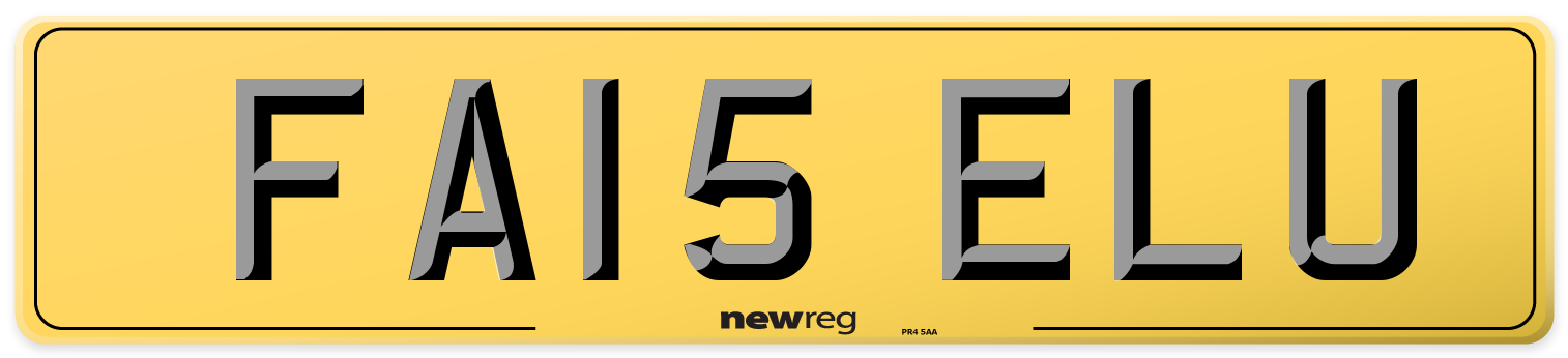 FA15 ELU Rear Number Plate