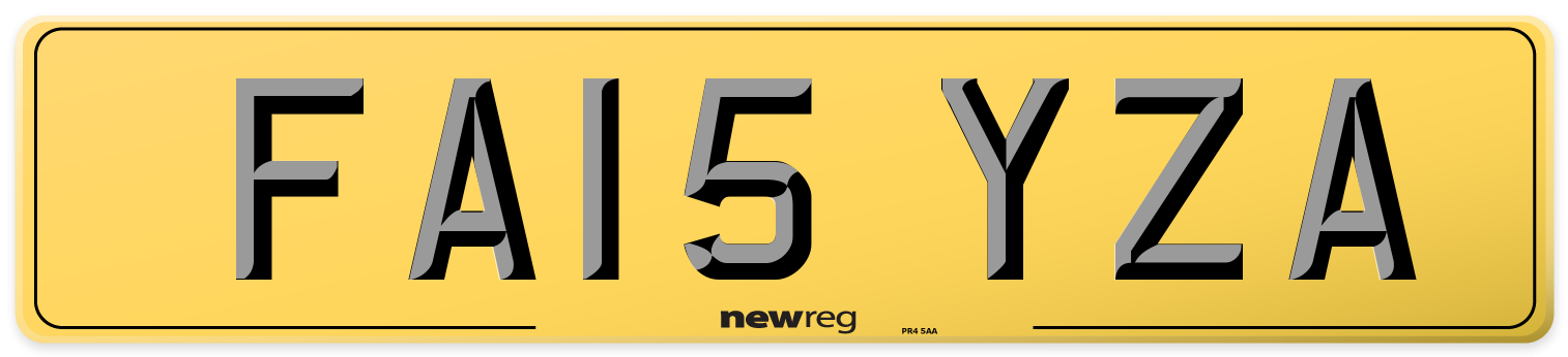 FA15 YZA Rear Number Plate
