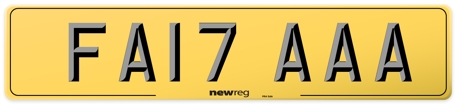 FA17 AAA Rear Number Plate