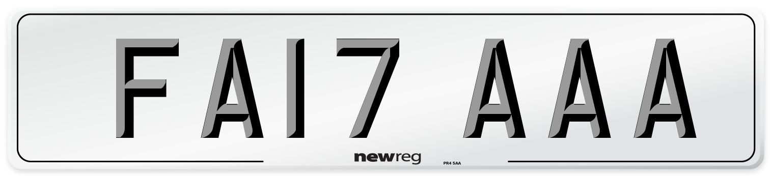 FA17 AAA Front Number Plate