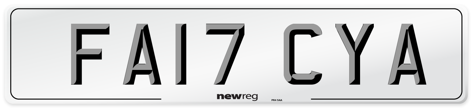 FA17 CYA Front Number Plate