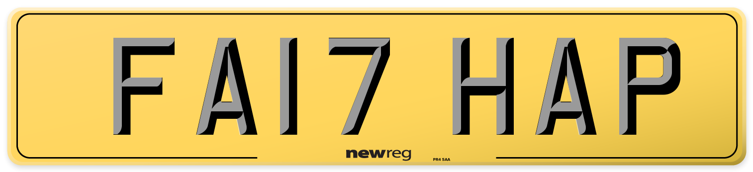 FA17 HAP Rear Number Plate